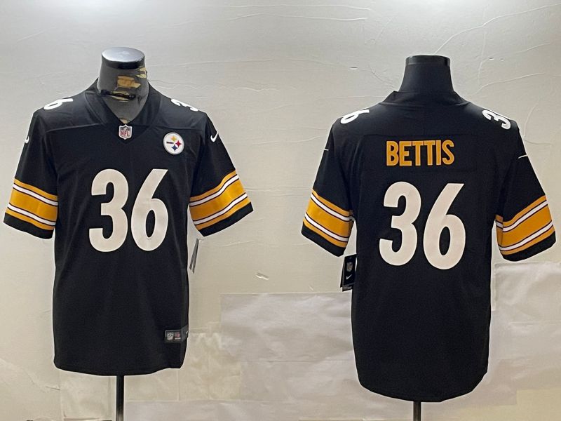 Men Pittsburgh Steelers 36 Bettis Black 2024 Nike Limited NFL Jersey style 1